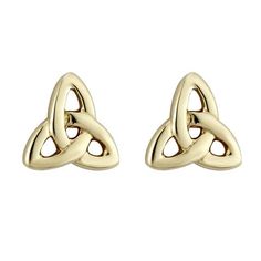 Classic gold plated Trinity Knot stud earrings are a great addition to any Irish jewelry collection! These simple yet stunning earrings feature the Trinity Knot which is often believed to represent the Holy Trinity or the Father, Son and Holy Spirit. The earrings are beautifully gold plated and measure approximately 3/8" wide and 3/8" tall. These gold plated earrings are made by Solvar located in Co. Dublin, Ireland. Irish Knot, Irish Earrings, Shamrock Earrings, Celtic Knot Earrings, Celtic Trinity Knot, Celtic Earrings, Studs Gold, Knot Stud Earrings, Knot Studs