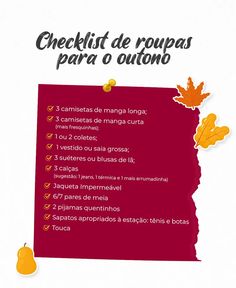 a poster with the words checklist de roupas para o outono