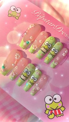 KEROPPI Press on Nails Sanrio Nails Hello Kitty Nails Etsy Canada Keroppi Nails, Press Nails, Kitty Nails, Hello Kitty Nails, Wallpaper Image