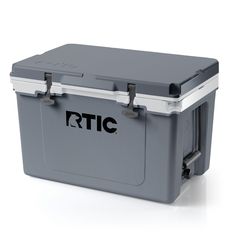 The RTIC 52 QT Ultra-Light Cooler is built light and strong for the long haul. This lightweight premium cooler is made with RTIC's unique Ultra-Light design, making it 30% lighter than competing rotomolded coolers. It also has up to 3'' of closed cell foam insulation and freezer-style gasket to lock in the cold for up to 7 days. RTIC Outdoors Ultra Cooler Dark Grey / Cool Grey 52-Quart Insulated Chest Cooler Rubber in Gray | 13046 Lunch Box Cooler, Ice Chest Cooler, Camping Coolers, Cooler Food, Cooler Box, Beer Cooler, Portable Cooler, Ice Chest, Closed Cell Foam