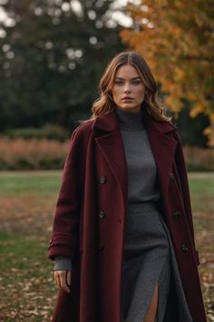 Outfit Idea. Chic coat 2025 Burgundy Old Lady Costume, Chic Coat, Fashion Outfit, Winter Coat, Chic Style, Coats For Women, Cute Outfits, Fashion Outfits