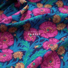 pink and blue floral print fabric