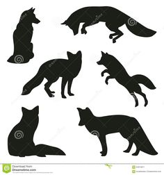 fox silhouettes on white background royalty illustration