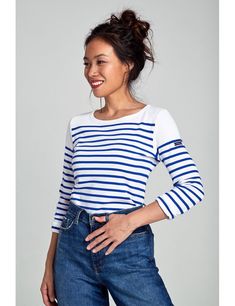 Marinière "Amiral" - coton épais Breton Stripe Shirt, Breton Shirt, Striped Shirt Women, Wardrobe Planning, Boat Neck Tops, Floral Fit, Boat Neck, Striped Shirt, Striped Dress