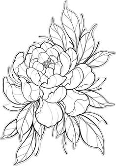 a black and white drawing of a flower