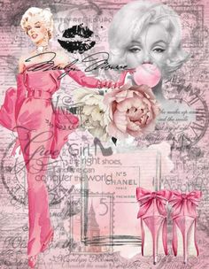 marilyn monroe in pink with roses and heels