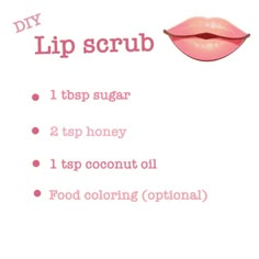 Cute diy lip scrub!#lip#scrup#cute Homemade Lip Scrub Recipe Sugar Easy Diy, How To Make Homemade Sugar Scrubs, Cosmetic Business Ideas, Homemade Lip Scrubs, Homemade Scrubs, Obličejové Masky, Diy Sugar Scrub Recipe