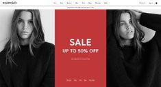 a woman in black sweaters with the sale up to 50 % off