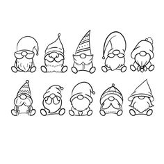 Christmas Gnomes Drawing, Gnome Line Art, Line Art Christmas, Cool Santa Claus, Santa Faces, Coloring Stuff, Candle Stickers, Christmas Doodles, Paint Night