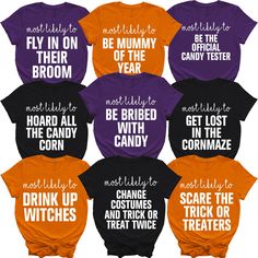 PRICES MAY VARY. Family Halloween Group Shirts, Most Likely to Halloween Shirt, Teachers Halloween Costumes T-Shirt Halloween Group Friend Witch Ghost T-Shirt Matching Family, Couple, Friends, Group Outfit This Halloween T-shirt is suitable for friends and family. A nice tee clothing for the kids, boys, girls, toddlers, and youth. This Condiment Shirt for Halloween is a good present for Halloween. Slay a nice look with this Halloween shirt. Looking for Halloween Costume Matching Group TShirt thi Halloween Tshirts Ideas, Team Halloween Costumes Softball, Work Halloween Costumes Group, Group Halloween Costumes For Work, Season Costumes, Halloween Tshirt Ideas, Halloween Shirt Designs, Halloween Costume Matching, Staff Ideas