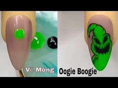 Halloween Nails Step By Step Easy, Diy Skull Nail Art, Oogie Boogie Nail Tutorial, Oggy Boggy Nails, Halloween Nails Tutorial Step By Step, Oogie Boogie Nails Tutorial