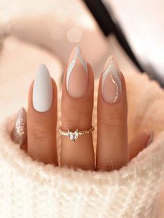 Nails inspiration Elegant White Nails Acrylic, Dip Nail Ideas Birthday, Nail Art Designs Oval Shape, Wedding Nails For Bride Almond Shape White, Nail Art For Wedding Bridesmaid, Beach Bridal Nails, Pretty Almond Nails Classy French, Wedding Nails For Bride Summer, Acrylic Nail Designs New Years Almond