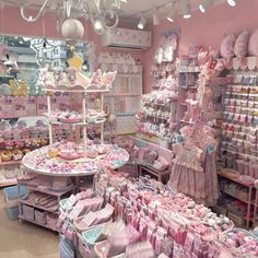 a store filled with lots of pink and white items