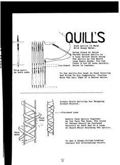 an instruction manual for the quilt's, showing how to make it with different types of sewing needles