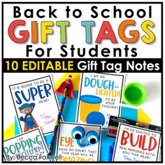 back to school gift tags for students with free printables and pictures on them