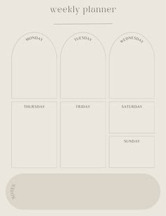 the weekly planner is shown in white and has three arches on each side, one for each