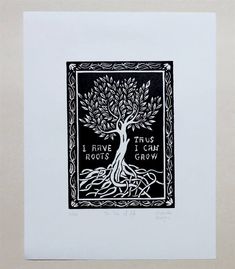 a black and white drawing of a tree with the words trust i have four roots below it