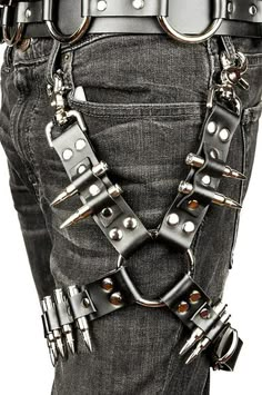 Punk Clothes, Custom Pants, Thigh Harness, Leg Harness, Silver Circle, Circle Studs, Womens Size Chart, Adjustable Belt