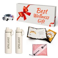 the best wellness gift is in front of a box with candy and other items