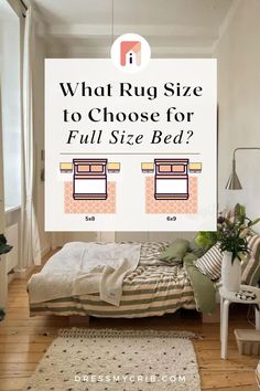 This Bedroom Rug Size Guide for Full Bed will help you narrow down your full bed rug size and placement. The guide includes tips on how to choose the right size rug for full size bed, bedroom rug placement full bed and full bed rug dimensions. Use this guide to choose the best bedroom rug size and bedroom rug placement for your room or explore full bed rug ideas! Additionally, virtually preview any rug in your room with our free rug visualization tool to find a perfect full bed rug size!