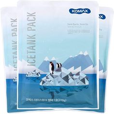 two bags of korean flavored ice pack sitting next to each other on top of an iceberg