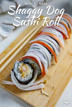 the sushi roll has been sliced and is ready to be eaten