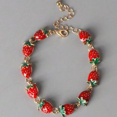 1pc Ladies" Fruit Strawberry Bracelet Strawberry Bracelet, Thrift Ideas, Vtuber Ideas, Strawberry Festival, Red Charm, Fruit Strawberry, Strawberry Charm, Spring Bracelet, Cute Bracelet