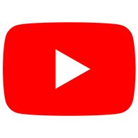 the youtube logo is red and white, with an arrow pointing to it's left