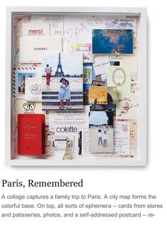 a collage of pictures with the words paris, remembered on it and an orange book