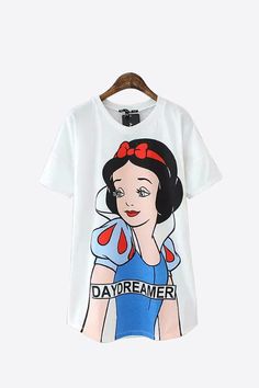 Snow White Printed T-shirt Snow White Shirts For Disney, Disney Bridesmaids, Disney Essentials, Pattern T Shirt, Disney Shirts For Men, Princess Diy, Diy Disney Shirts, Disney Bounding, White Short Sleeve Tops