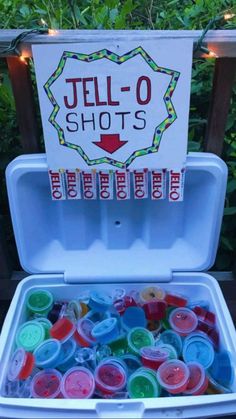 an ice chest filled with jell - o shots