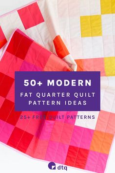 Searching for simple fat quarter quilt patterns that look modern? Browse our best selection of 50+ fat quarter-friendly patterns! More than 25 of them are awesome free fat quarter pattern ideas! Solid Fabric Quilt Patterns, Full Size Bed Quilt Pattern, 8 Fat Quarter Quilt Pattern Free, Far Quarter Quilt Patterns, Fat Square Sewing Projects, Full Size Quilt Patterns Free, Beginners Quilt Patterns Free, Twin Size Quilt Pattern Free, 5 Fat Quarter Quilt Pattern Free