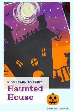 kids learn to paint a halloween house with this easy step - by - step video