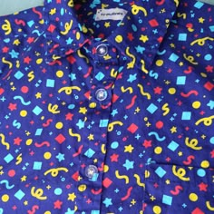 Confetti Button Up Shirt | crowlines 80s Button Up Shirt, Patterned Button Up Shirts, Button Ups, Funky Outfits, How To Measure, Let's Celebrate, Character Outfits, Dream Clothes