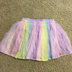 Brand New. Never Worn. Final Sale Rainbow Color Skirt, Pastel Rainbow Skirt, Kid Core Skirt, Carebears Skirt, Multicolor Unicorn Print Tutu Dress For Dress-up, Tutu Skirt, Kids Bottoms, Pastel Rainbow, Rainbow Colors