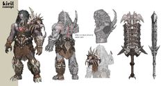 the concept art for an upcoming video game, warhammerer is shown in several different poses