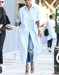 Fall 2016 Outfits, Long White Shirt, Dress Over Jeans, Dress Over Pants, Shirt Dress Outfit, Oversized Shirt Dress, Chique Outfits, White Shirt Dress