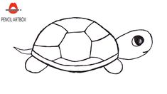 a drawing of a turtle with the words pencil artbox on it