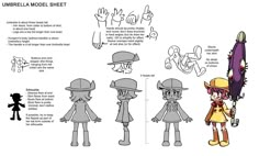 the concept art for umbrella mobile sheet, with instructions to make it look like an animated character