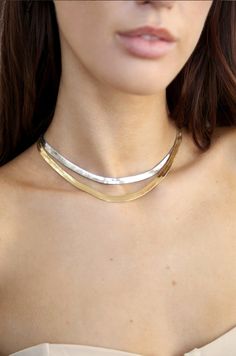 Materials 18k Gold Plated Length 15.5" and a 3" extender chain Chain Width Closure Lobster Clasp Gold Flat Necklace, Herringbone Necklace Layering, Herringbone Chain, Herringbone Necklace, Ankle Chain, Back Necklace, Chain Anklet, Gold Plated Necklace, Gold Plated Chains