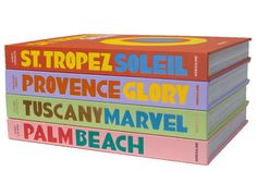 four books stacked on top of each other in front of a white background with the title, st tropez soleil proven