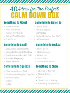 Calm Down Crafts, Grounding Box Ideas, Sensory Coping Skills, Calm Box Ideas, Calming Transition Activities, Coping Skills Box, Therapy Box Ideas, Calm Down Box For Preschoolers, Calm Down Quickly