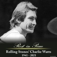 an advertisement for the rolling stones'charlie watts show, featuring a man with long hair