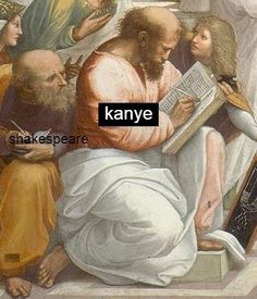 an image of jesus reading the bible with other people around him and in the background