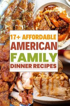 the cover of an american family dinner recipe book, with images of different foods and meats