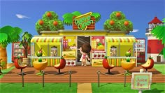 an animated image of a food stand with fruit and veggies