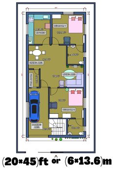 an apartment floor plan with the measurements for each bedroom and living room, as well as two