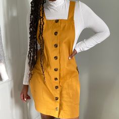 Never Worn Mustard Colored Button Front Twill Dress (White Under Shirt Not Included) Size: L I’m Selling This Because It’s Too Big For Me I’m 5’5, 145lbs I Wear A Size S/M, 6/8 Yellow Cotton Button-up Dress, Cotton Mini Dress With Buttons For Work, Yellow Button-up Cotton Dress, Orange Button-up Dress For Fall, Yellow Button Closure Dress For Fall, Casual Orange Button-up Dress, Casual Yellow Mini Dress For Work, Yellow Fall Dress With Button Closure, Yellow Dress With Button Closure For Fall