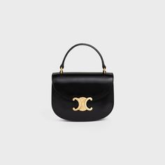 Mini besace triomphe in SHINY CALFSKIN - Black | CELINE Celine Triomphe, Handbags Leather, Aging Beautifully, Celine Bags, Fragrance Collection, Celine Bag, New Fragrances, Saint Tropez, Leather Goods