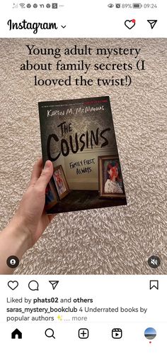 someone is holding up a copy of the couisins book, which they are selling on instagram